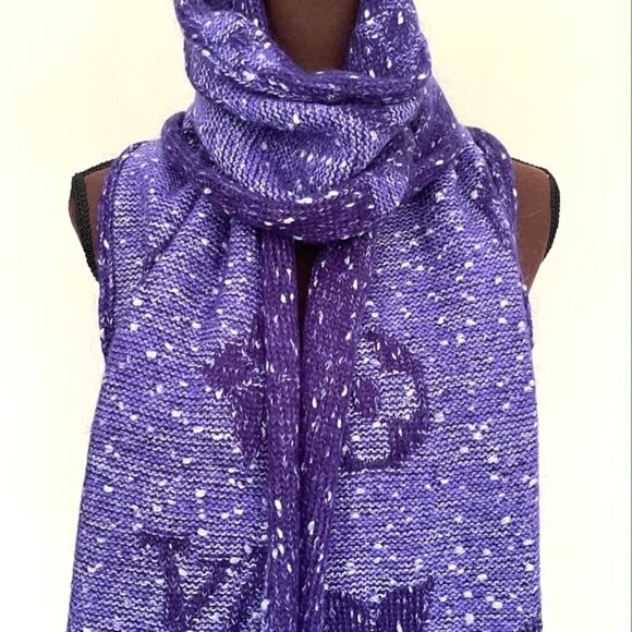 Louis Vuitton Wool Wrap Medallion Logomania Purple Reversible Scarf - Picture 3 of 12